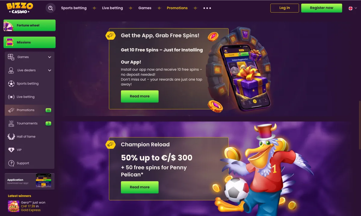Bizzo Casino Mobile App
